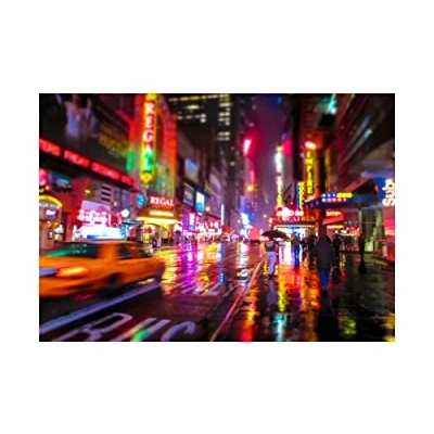 Image of Wee Blue Coo Photo Cityscape Street Motion New York Lights Wall Art Print
