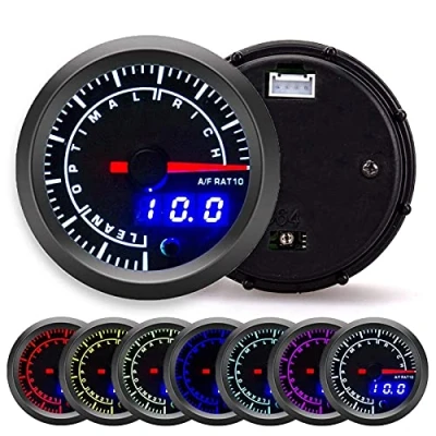 Image of EBTOOLS Air/Fuel Ratio AFR Gauge Air Fuel Replacement for Car 2.5in 12V Pointer Display High Accuracy Adjustable Warning Setting
