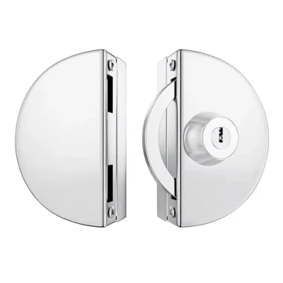 Image of Qrity No Drilling Stainless Steel Glass Door Lock Double Sliding Without Anti Lock, with 3 Copper Keys