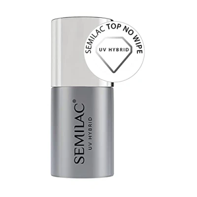 Image of Semilac No Wipe Nail Top Coat. UV LED Coat Soak Off Gel for Colour Protection. Transparent Gloss Finish. Easy to Apply, Crack Resistant &amp; Quick Drying