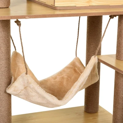 Image of PawHut Cat Tree 130cm for Indoor Cats Multi Level Plush Tower
