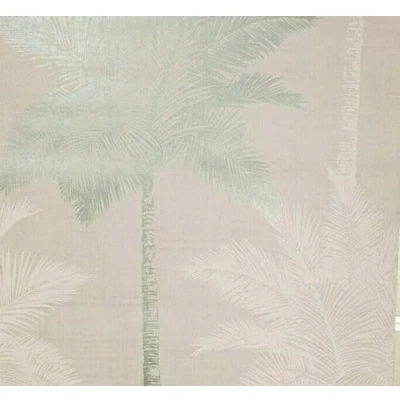 Image of SOPHIE LAURENCE Tropical Palm Trees Luxe Grey Duck Egg White Metallic Wallpaper Paste The Wall for Bedroom