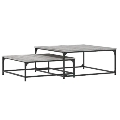 Image of vidaXL Nesting Coffee Tables Set of 2 in Grey Sonoma, Engineered Wood Construction, Versatile Side for Living Room and Bedroom