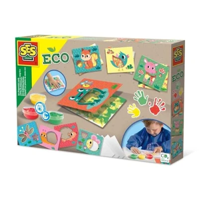 Image of SES Creative 24925 Eco fingerpaint Cards, Easily Washable, Gluten Free, Complete Set with Paper and for Young Children