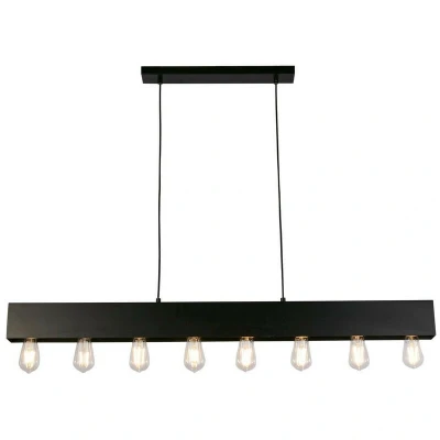 Image of Piano 8 Light Diner Bar Pendant Matt Black Metal