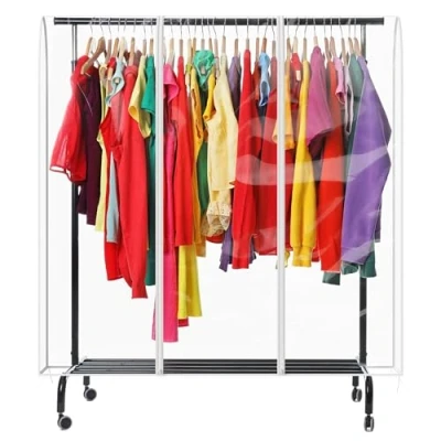 Image of 5ft Transparent Clothes Garment Rail Strong Zipped Cover Clear Protective Zip Over for Hanging Coat Racks