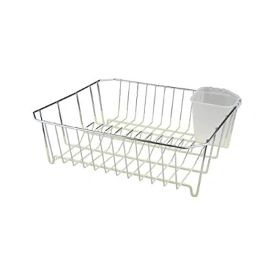 Image of APOLLO Chrome Wire Ware Dip Dish Drainer, Cream