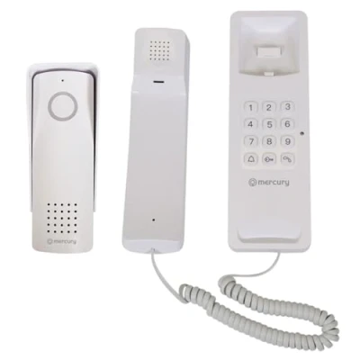 Image of Mercury Wireless Digital Door Phone System, Weatherproof Outdoor Unit, Up to 300m Transmission Range, Power Supplies for Both Units are Supplied White