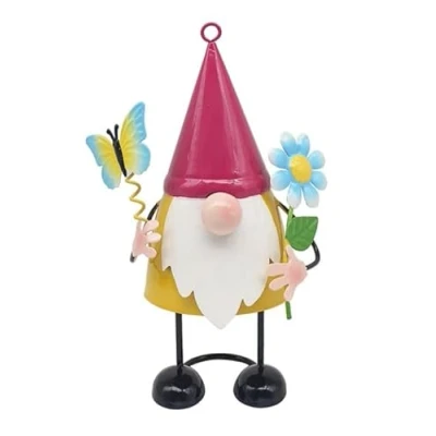 Image of L &amp; P Home Gifts Ornaments, Metal, Gnome with Butterfly, One Size