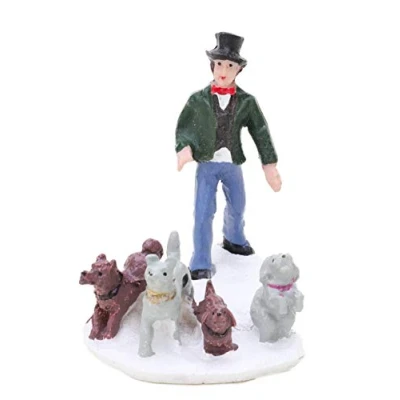 Image of Toyland® Mini Resin Christmas Collectible Ornament Village Scene Accessories Xmas Figures (Dog Walker 2.5 x 2.25 Inch)..