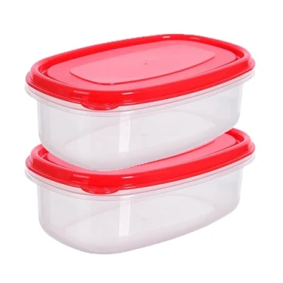 Image of HOMESHOPA Plastic Food Storage Containers, 1.2 Litre 2 Pack Rectangular Leakproof Airtight BPA Free Reusable &amp; Stackable Meal Prep Lunch Boxes, Microwave Freezer Dishwasher Safe