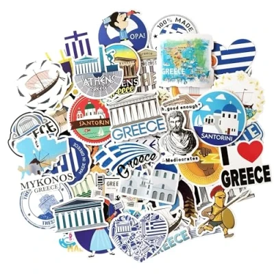 Image of Greece Travel Stickers for Scrapbooking Laptop Suitcase Aesthetic Scrapbook Adults Children Planner Kids Vinyl