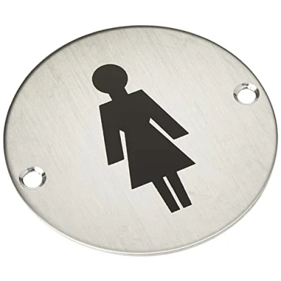 Image of DISCOUNT HARDWARE UK 3793 Stainless Steel Door Sign Female Toilet Symbol 75mm