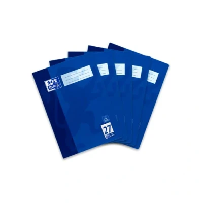Image of Oxford A4 notebook, lined, with double margin, 16 sheets, blue, 5 pieces
