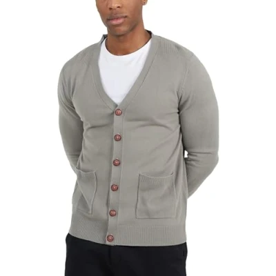 Image of BRAVE SOUL Mens &#039;Verge&#039; or &#039;Ghazali&#039; Cardigan, Grey, M