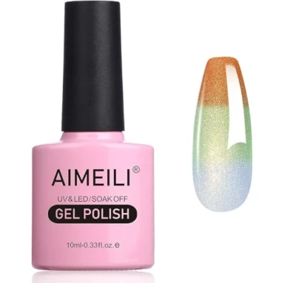 Image of AIMEILI Chameleon Gel Nail Polish, Thermal Polish Shimmer Color Changing Soak Off UV/LED for Art Salon DIY Home, Easy to Apply 10ml 006