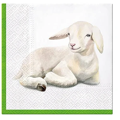 Image of PAW Easter 3 Ply Tissue Paper Napkins Decorative Serviettes for Decoupage 33cm x (Pack of 20) (Lamb in Corner)