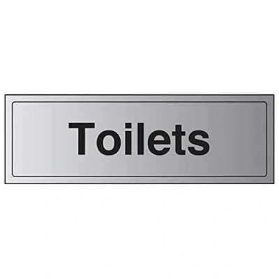 Image of V Safety General Door Toilets Sign 300mm x 100mm Self Adhesive Alu Effect