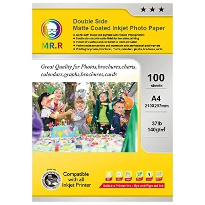 Image of MR.R Double Side Matte Coated Inkjet Photo Paper 140gsm,A4 210 x 297mm 100 Sheets per Pack Suitable for Printing Photo,Greeting Card