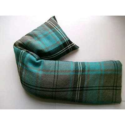 Image of Wheat Heat Pack Cotton Tartan Microwave Bag Lavender Scented, Turquiose