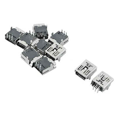 Image of sourcing map 10 Pieces Mini USB B Type Female Port Jack Connector 5 Pin PC Computer PCB Socket