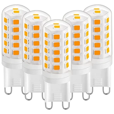 Image of G9 LED Light Bulb 3W Warm White 2700K, Bulbs 420LM, Equivalent to 28W 40W Halogen Bulb, Corn for Desk Lamp, Non Flicker, AC 220 240V,360 Beam Angle, 5 Pack