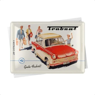 Image of Nostalgic Art 16325 Trabant good Journey Blechpostkarte, 10 x 14 CM