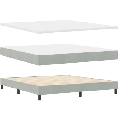 Image of vidaXL Box Spring Bed with Mattress Light Grey 180x200 cm Velvet