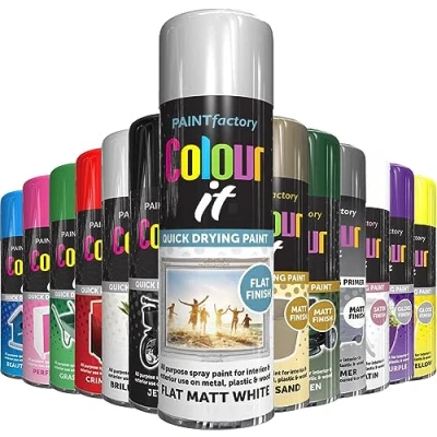 Image of AlezyB 1 x Flat Matt White All Purpose Aerosol Spray Paint 250ml. Excellent Coverage, Quick &amp; Fast Drying for interior exterior Multipurpose Metal Plastic Wood Glass.