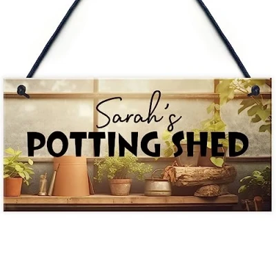 Image of Red Ocean Gift For Gardener Him Her Personalised Potting Shed Sign Garden Summerhouse Home Decor