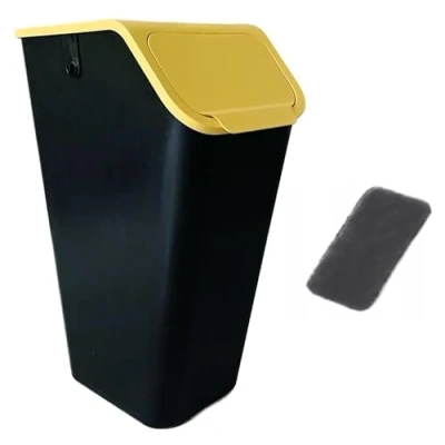Image of Go practic Kitchen Bin With Lid Click System 35 l Trash Basket For Recycling Waste Sorting Bini Yellow
