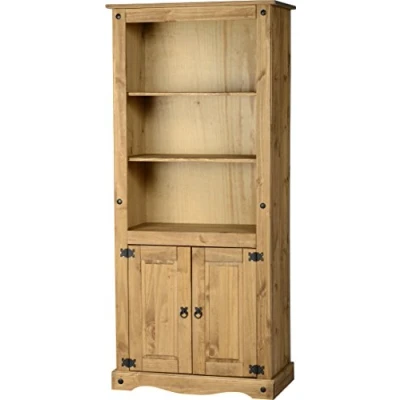 Image of Seconique Corona 2 Door Display Unit/Bookcase in Distressed Waxed Pine