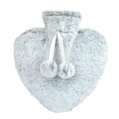 Image of Heart Shaped Hot Water Bottle &amp; Plush Cover 800ml Grey