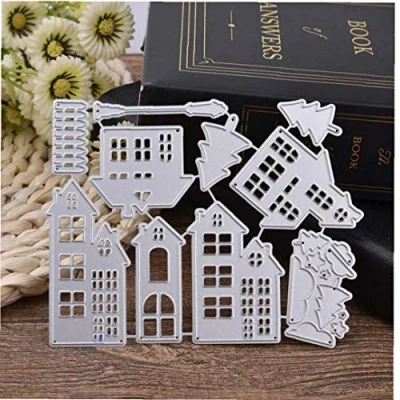 Image of Lankater Christmas House Cutting Dies Metal Embossing Folder Stencil Scrapbooking Paper Card Diy Craft Template
