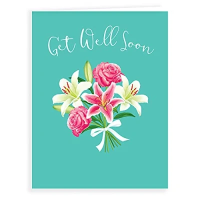 Image of Piccadilly Greetings Luxury Beautiful Contemporary Get Well Soon Card 8 x 6 inches Koko Designs, K70005, Green
