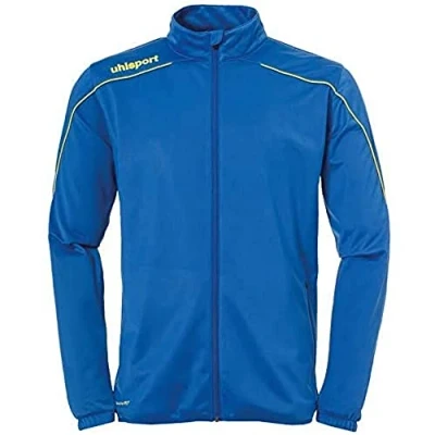 Image of Uhlsport Football Stream 22 Classic Jacket Men, Azure Blue/Lime Yellow, Smartbreathe Pique Brushed Outdoor Sports, Size XL