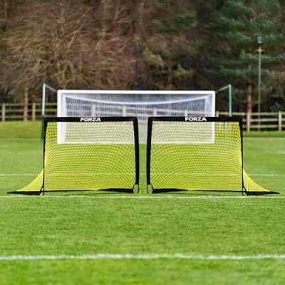 Image of FORZA Square Pop Up Football Goal [3 Sizes] Portable Posts for Kids Shooting Practice in Minutes Single or Pair of Goals (Pair, 5ft x 3.5ft)
