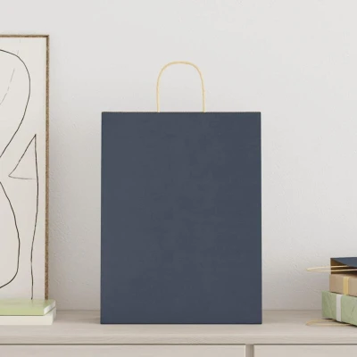 Image of vidaXL Paper Bags 250 pcs with Handles Blue 32x12x42 cm