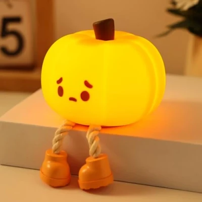 Image of YISUN Pumpkin Night Light, Light Kids, Baby Squishy Silicone Cute Lamp, Rechargeable Dimmable Portable Bedside Touch Nursery for Breastfeeding Room