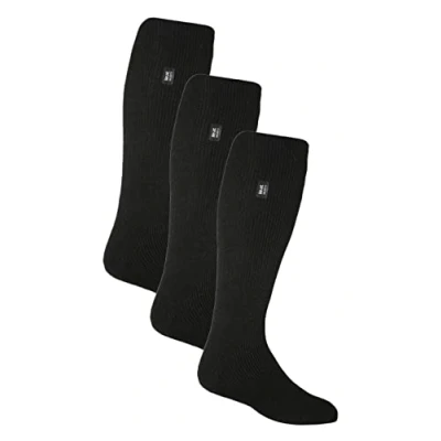Image of HEAT HOLDERS 3 Pair Multipack Knee High Black Thermal Socks Mens &amp; Womens Extra Thick Warm for Winter Boots (6 11, Black)