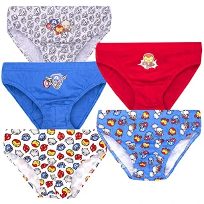 Image of Marvel Boys Underwear Multipack 5 Pack Of Pants 100% Cotton Variety Avengers Designs Official Merchandise 3/4 Years Multicolor