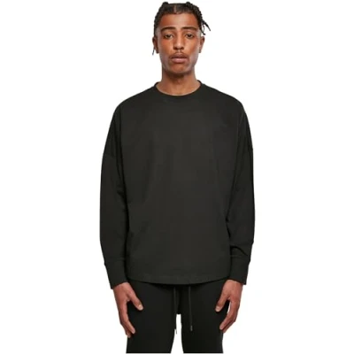 Image of Build Your Brand Men&#039;s Oversized Cut, Long Sleeve T Shirt, Black, 3XL