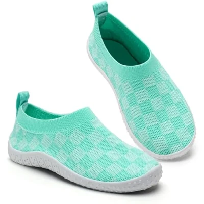 Image of Water Shoes Kids Beach Boys Swim Mesh Aqua Hook Loop Pool Sea Shoes(Green White 26EU)