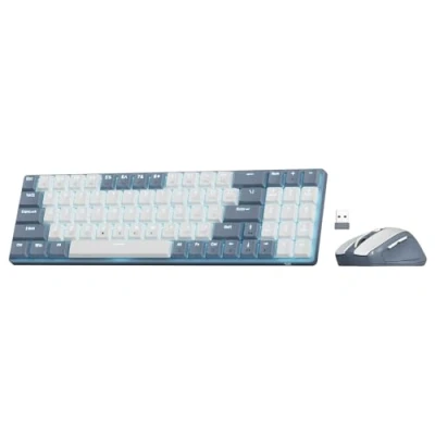Image of Redragon BS135 Wireless Keyboard and Mouse Combo, 75% 78 Keys 2.4Ghz Low Profile Mechanical w/Rechargeable Battery, Single Blue Blacklight, 2400 DPI Ergonomic