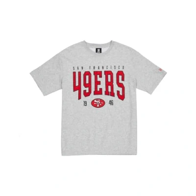 Image of SAN FRANCISCO 49ERS New Era Cap NFL Oversized T Shirt Satin Applique Patch Logo Heather Gray Unisex