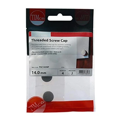 Image of TIMCO Threaded Screw Caps Solid Brass Satin Nickel 14mm