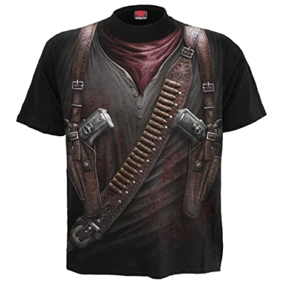 Image of Spiral Holster Wrap Allover T Shirt Black L