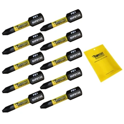 Image of 10 x SabreCut SCPZ132_10 32mm PZ1 Magnetic Impact Screwdriver Driver Bits Set Pozi Pozidriv Heavy Duty Compatible with Dewalt Milwaukee Bosch Makita and More