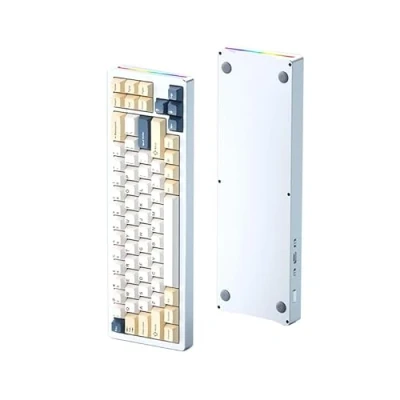 Image of ATTACK SHARK M71 CNC Aluminum Custom Mechanical Gaming keyboard, Tri Mode BT5.0/2.4G Wireless/Wired, 4600mAh Rechargable, 68% Hotswap Gasket Mount, 14 Chroma RGB Lighting for MAC&amp;WIN Blueberry Cheese