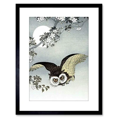 Image of Wee Blue Coo PAINTING NATURE BIRD OWL JAPAN OHARA KOSON FRAMED PRINT F97X4201